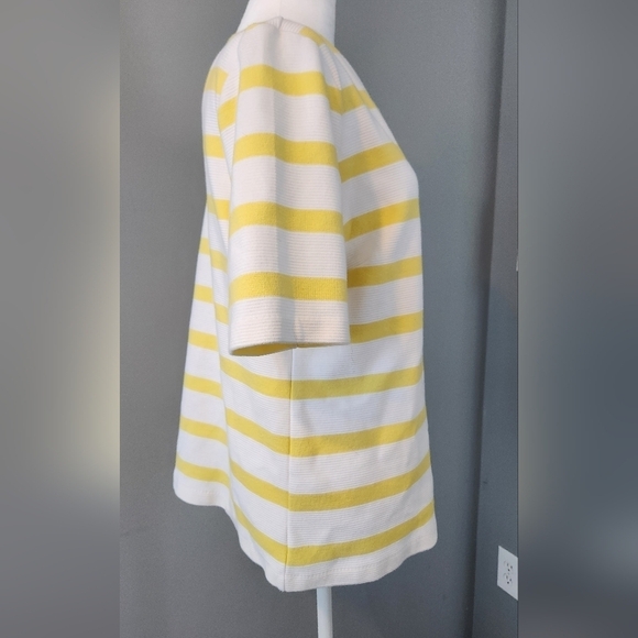 TALBOTS Yellow and White Striped Top. Cotton. Size Large - Picture 4 of 6